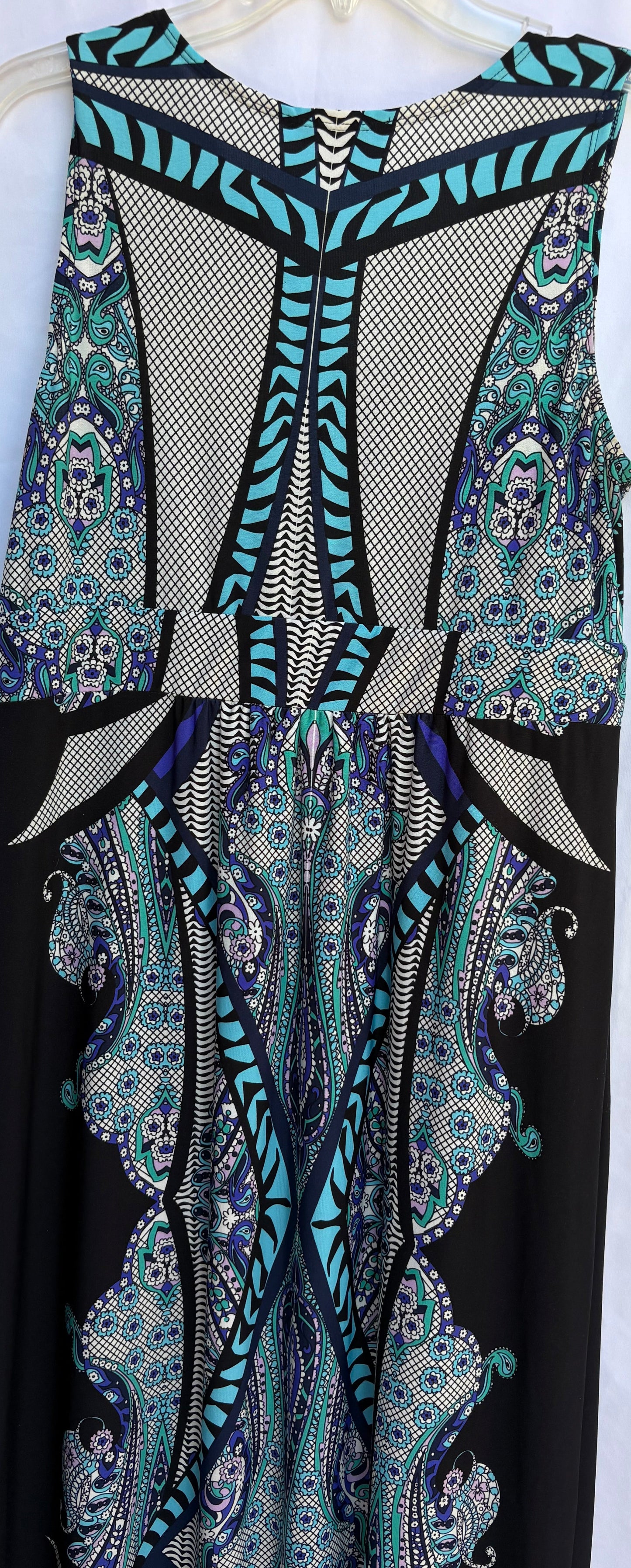short sleeve, multicolor long dress, size 12