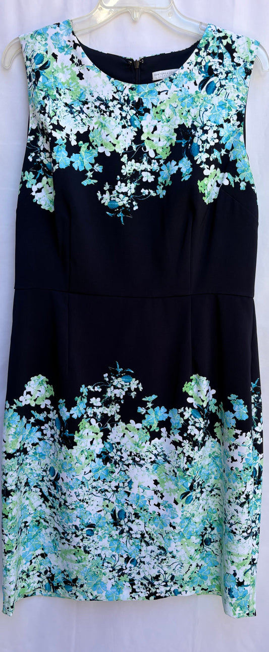 multicolor, short sleeve dress, navy/floral print, size 14, gentle used