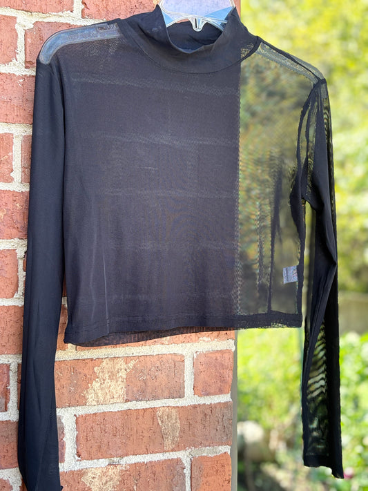 Black mesh long sleeve, size Sml, Teens/women, worn twice, no flaws.