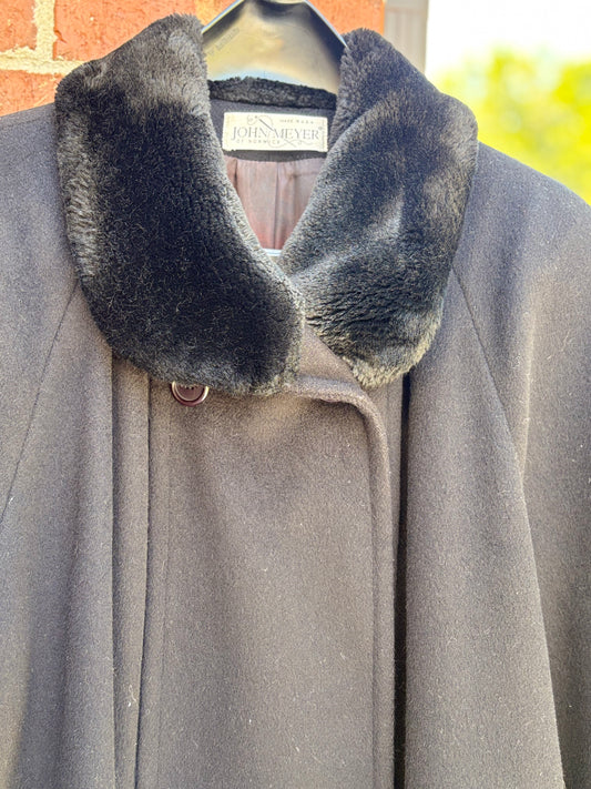John Meyer of Norwich,  Med, Black long Fur Coat, excellent condition, no flaws.
