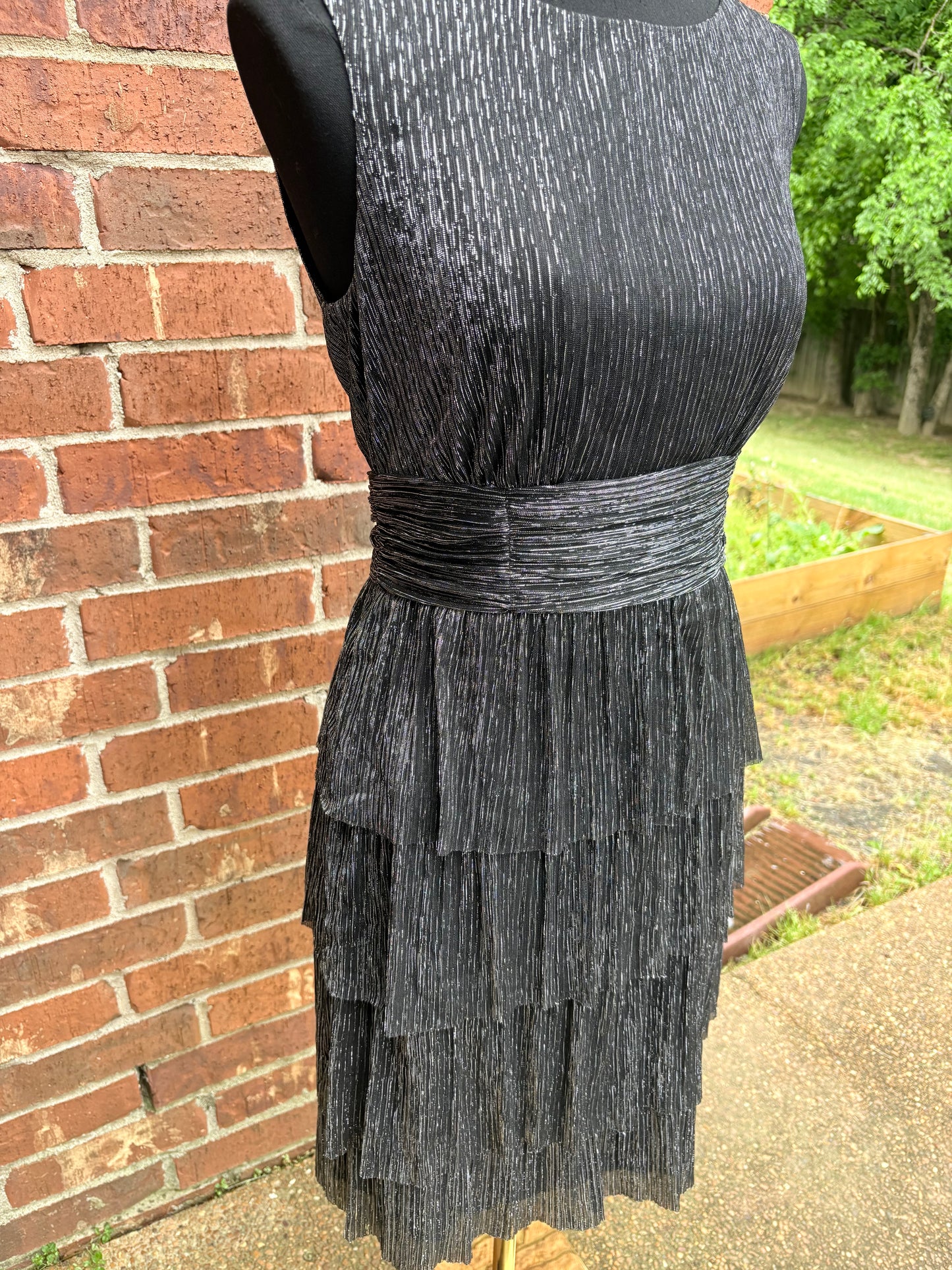 Black Metallic Shimmer Party Dress