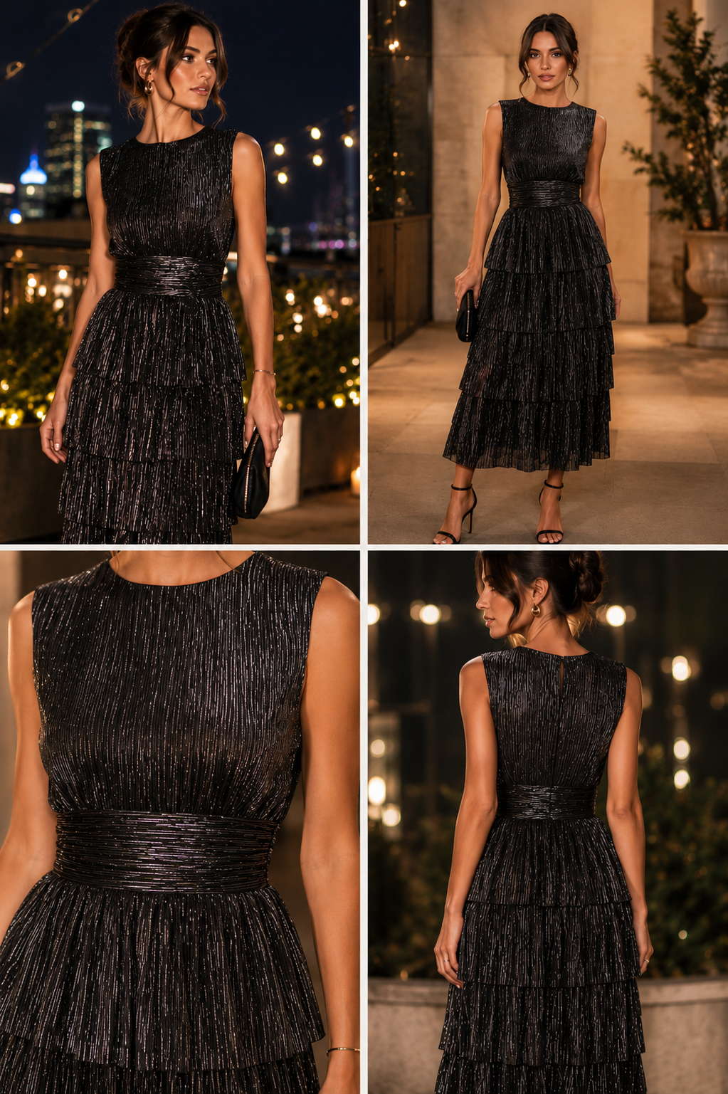 Black  Metallic Shimmer Party Dress