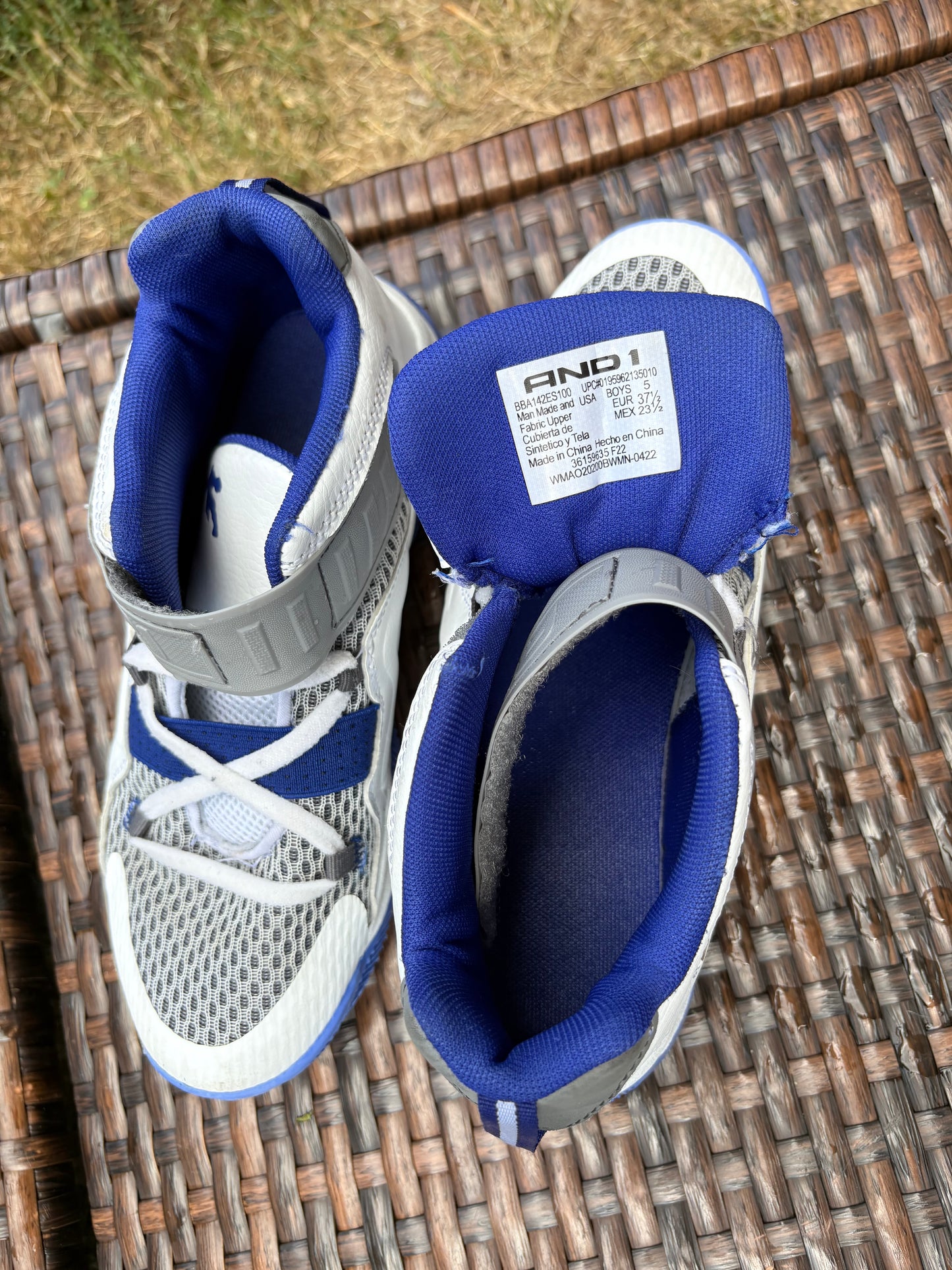 AND1 Boys’ High-Top Sneakers Size 6 Kids Sneakers - Blue & White, Comfortable and Durable