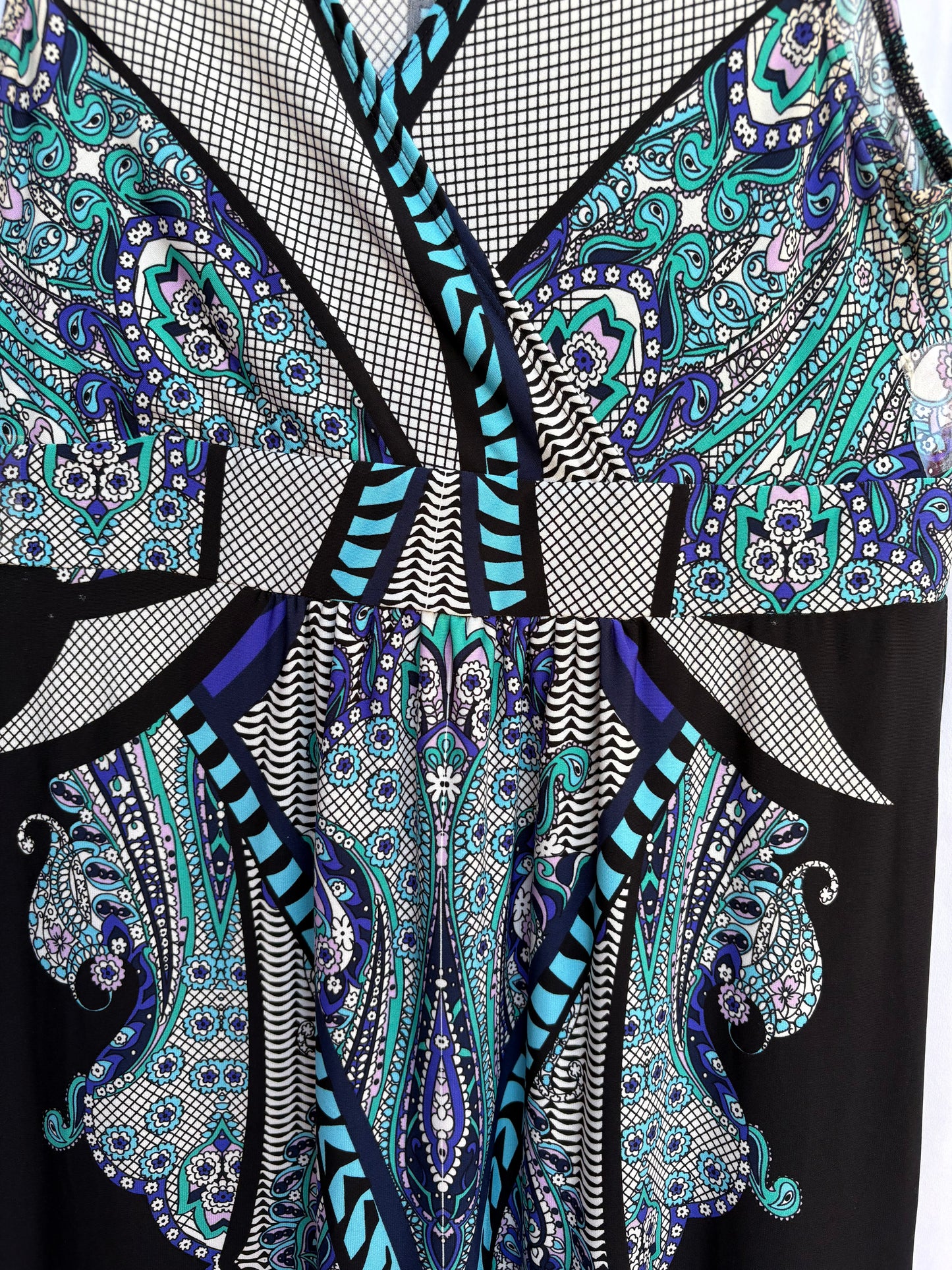 short sleeve, multicolor long dress, size 12