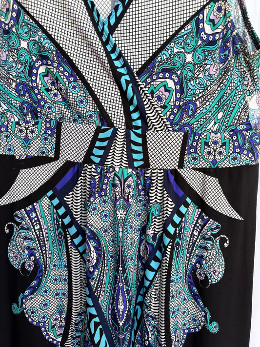 short sleeve, multicolor long dress, size 12