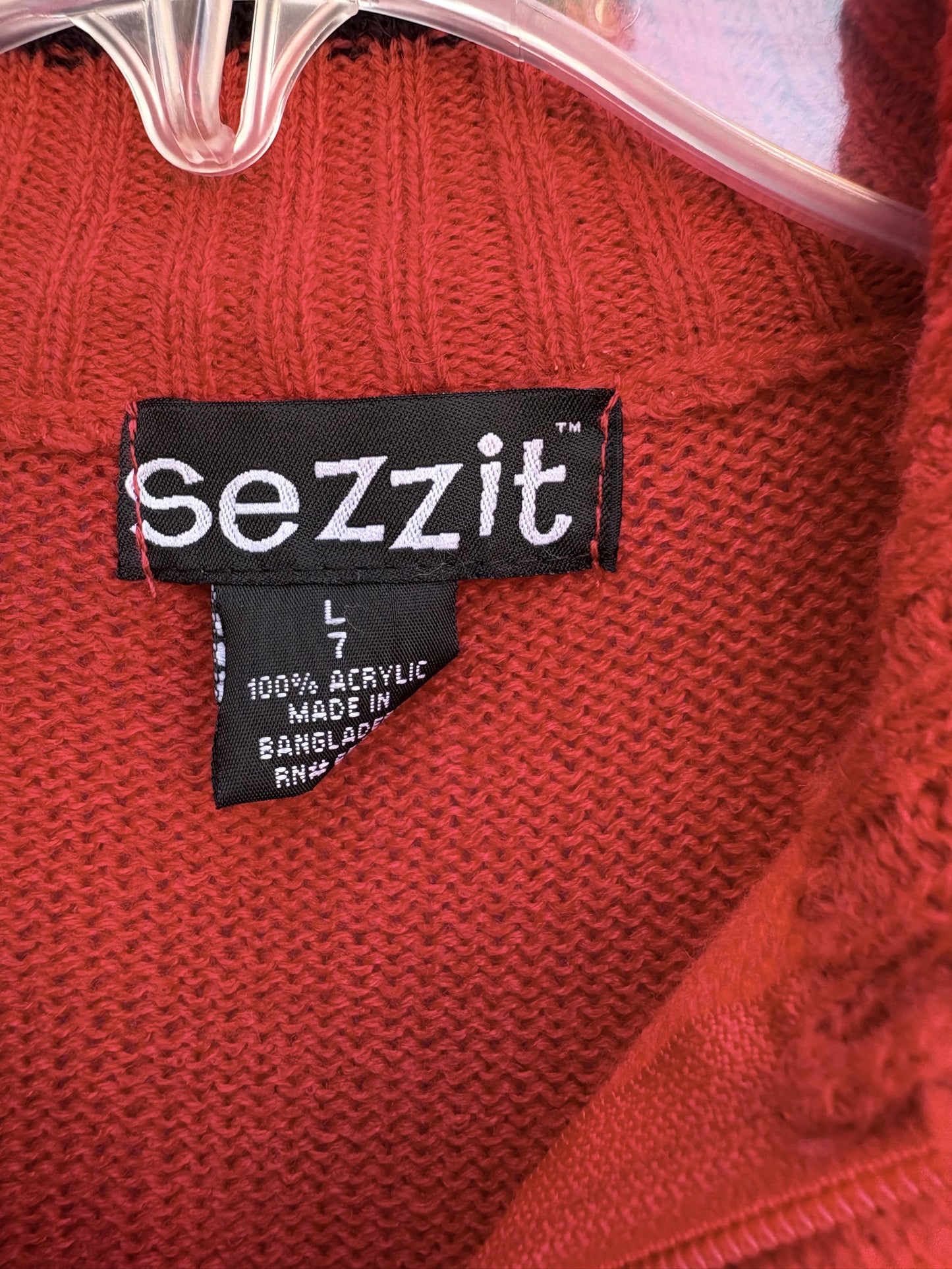 used SEZZIT boys sweater, red, size L